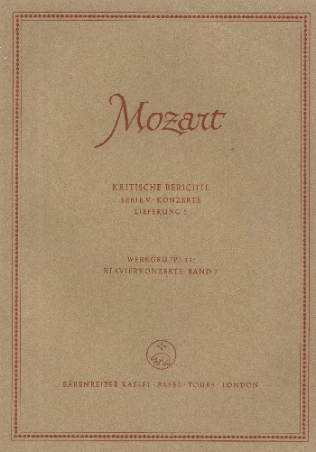 Konzerte für ein oder mehrere Klaviere und Orchester mit Kadenzen&nbsp;&nbsp;Band 7&nbsp;&nbsp;Kritischer Bericht