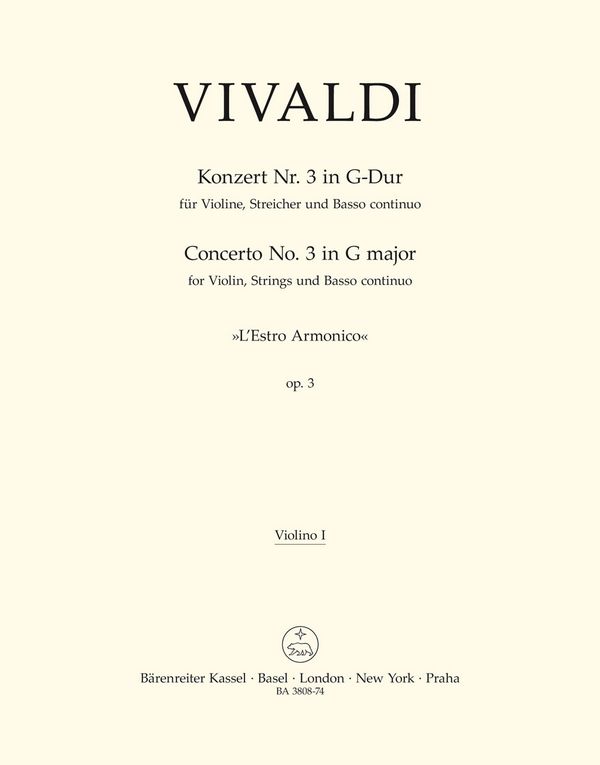 Concerto G-Dur op.3,3&nbsp;&nbsp;für Violine und Streicher&nbsp;&nbsp;Violine 1