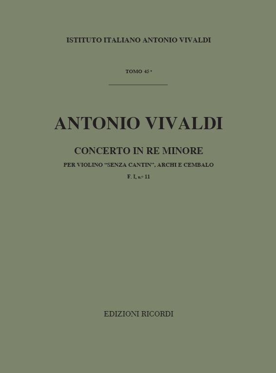 CONCERTO RE MINORE PER VIOLINO E&nbsp;&nbsp;ARCHI, R 243/P 310/F I:11&nbsp;&nbsp;PARTITURA
