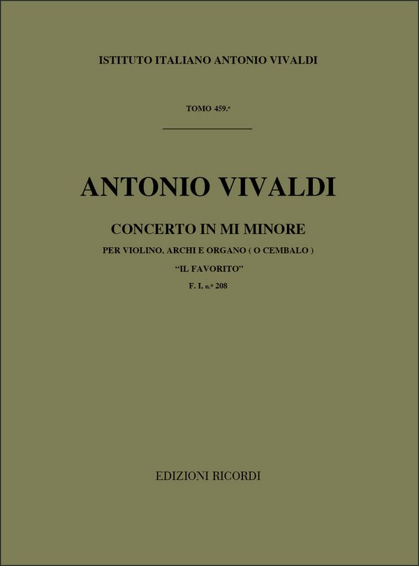 Concerto mi minore op.11,2&nbsp;&nbsp;per violino e archi&nbsp;&nbsp;partitura