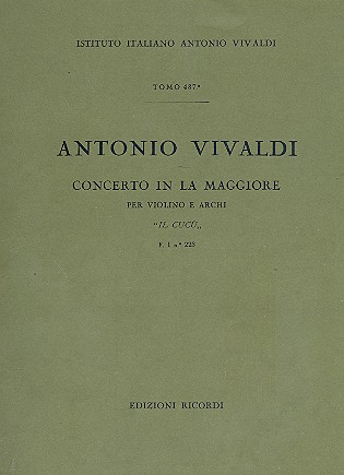 Concerto la maggiore RV335&nbsp;&nbsp;per violino e archi&nbsp;&nbsp;partitura