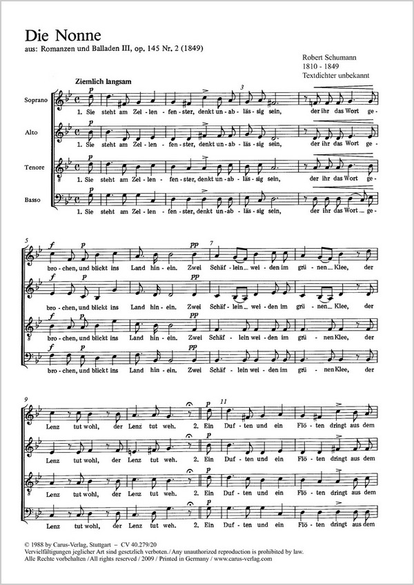 Die Nonne op.145 Nr.2 und John Anderson op.67 Nr.5&nbsp;&nbsp;für gem Chor a cappella&nbsp;&nbsp;Partitur