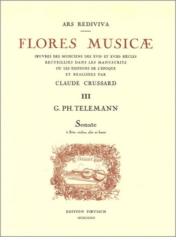 Sonate re majeur pour flute, violon,&nbsp;&nbsp;alto et bc&nbsp;&nbsp;partition et 4 parties