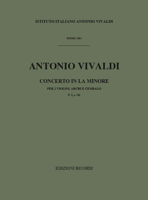 Concerto la minore RV523 P28 F.I:61&nbsp;&nbsp;per 2 violini e archi&nbsp;&nbsp;partitura