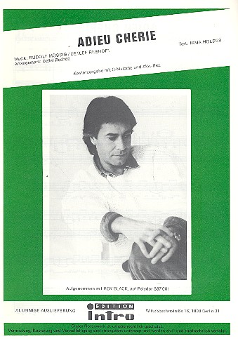 Adieu Cherie: Einzelausgabe  Gesang und Klavier  