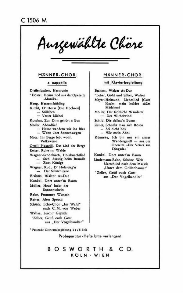 Das Lied der Berge  für Männerchor und Klavier  Chorpartitur