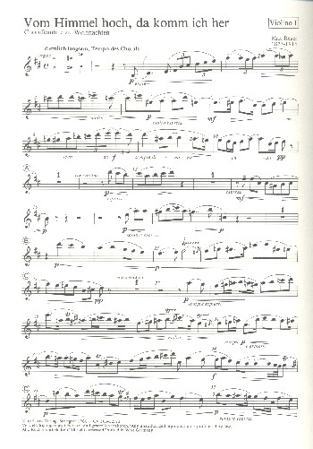 Vom Himmel hoch da komm ich her&nbsp;&nbsp;Kantate für Soli (SATB) und Frauenchor,&nbsp;&nbsp;Gemeinde, 2 Violinen und Orgel,    Violine 1