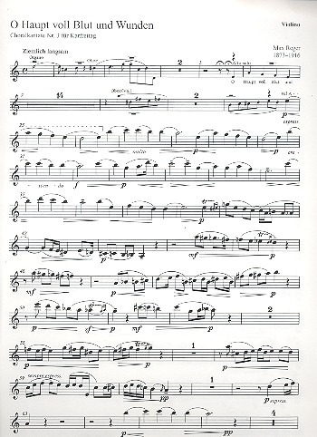 O Haupt voll Blut und Wunden&nbsp;&nbsp;für Alt, Sopran (T), Soloquartett (SATB),&nbsp;&nbsp;Gemeinde und Instrumente,  Violine