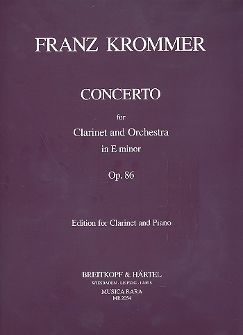 Concerto e minor op.86  for clarinet and orchestra  for clarinet and piano