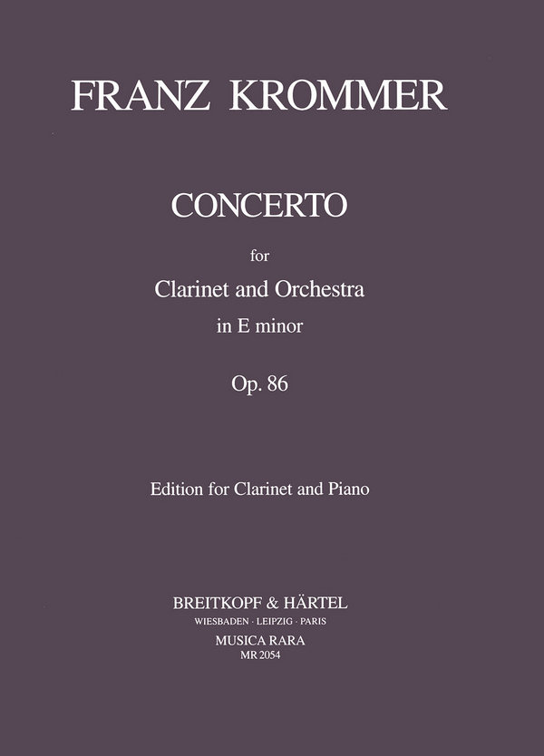 Concerto e minor op.86  for clarinet and orchestra  for clarinet and piano