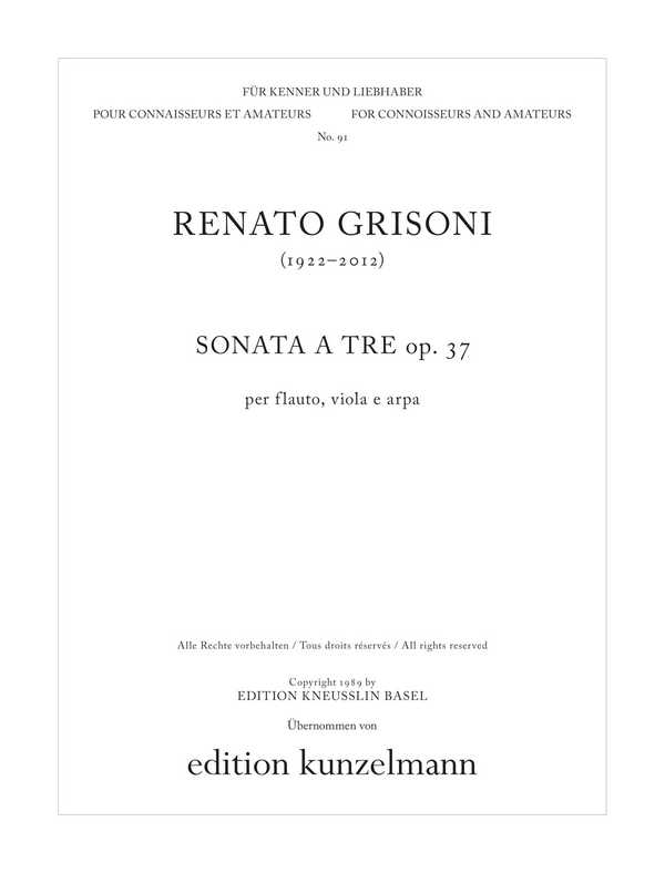 Sonata a tre op.37&nbsp;&nbsp;für Flöte, Viola und Harfe&nbsp;&nbsp;Stimmen