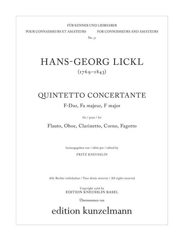 Quintetto concertante F-Dur  für Flöte, Oboe, Klarinette, Horn und Fagott  Stimmen