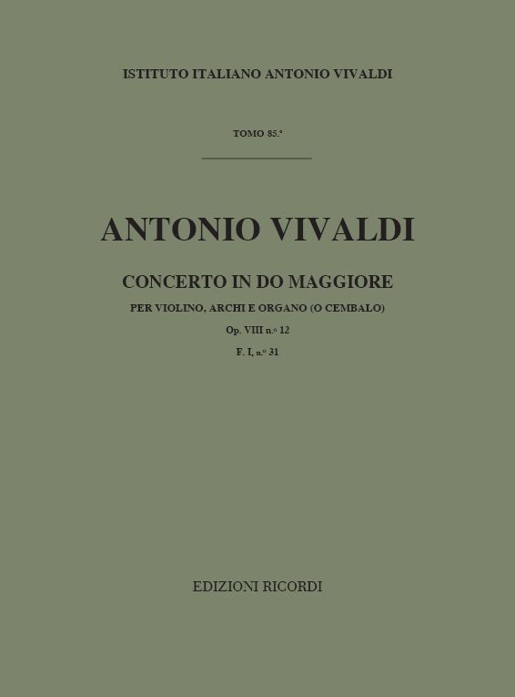 Concerto do maggiore op.8,12&nbsp;&nbsp;per violino, archi e organo&nbsp;&nbsp;Partitur