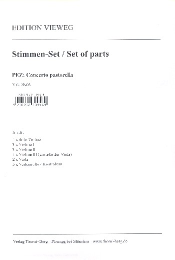 Concerto pastorella  für Violine, Streichorchester und Bc  Stimmensatz (Solo-3-3-1--2-3)