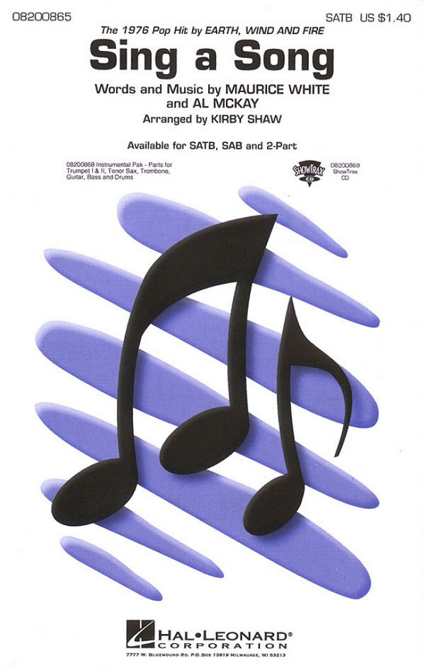 Sing a Song for mixed chorus (SATB)&nbsp;&nbsp;and piano&nbsp;&nbsp;score