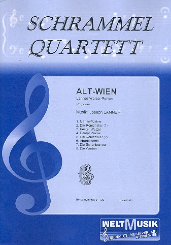 Alt-Wien Lanner-Walzer-Perlen-Potpourri  für Schrammelquartett (2 Violinen, Gitarre, Akkordeon)  