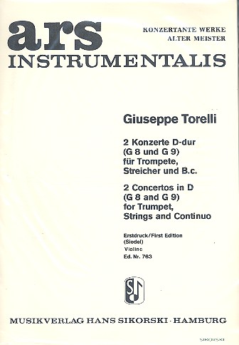 2 Konzerte D-Dur G8 und G9 für  Trompete, Streicher und Bc  Streicherset (3-0-3-2-1)