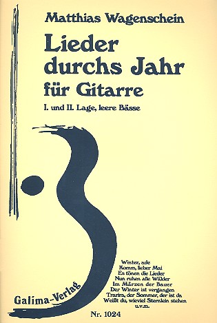 Lieder durchs Jahr  für Gitarre (1. und 2. Lage, leere Bässe)  