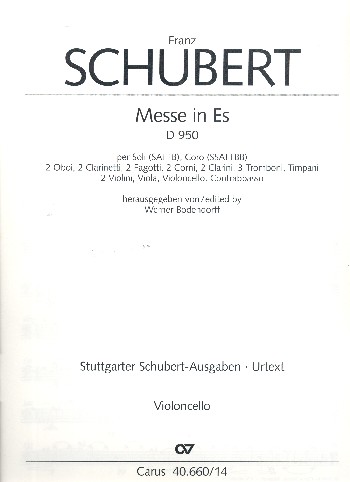 MESSE ES-DUR D950 FUER SOLI, CHOR&nbsp;&nbsp;UND ORCHESTER  VC/KB&nbsp;&nbsp;BODENDORFF, WERNER, ED