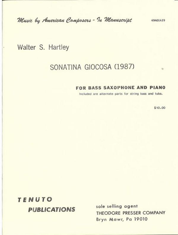 Sonatina giocosa&nbsp;&nbsp;for bass saxophone and piano (1987)&nbsp;&nbsp;