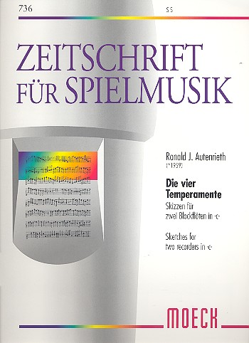 Die vier Temperamente  für 2 Blockflöten in c  Spielpartitur