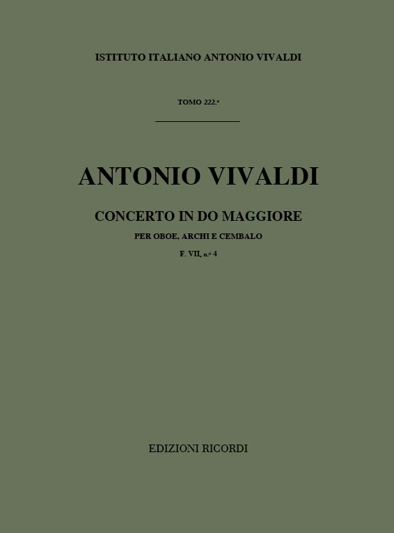 KONZERT C-DUR F.VII:4 FUER OBOE,&nbsp;&nbsp;STREICHER UND BC,  PARTITUR&nbsp;&nbsp;MALIPIERO, GIAN FRANCESCO, ED