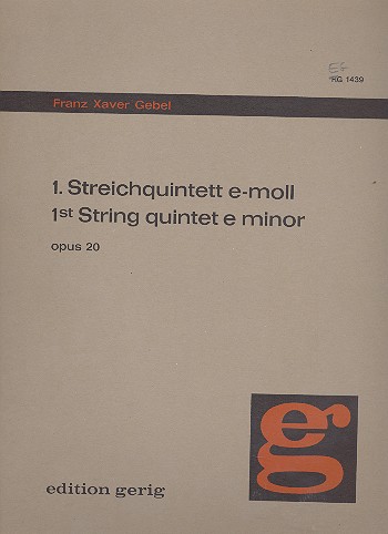 Quintett e-Moll Nr.1 op.20 für  2 Violinen, Viola und 2 Violoncelli  Partitur