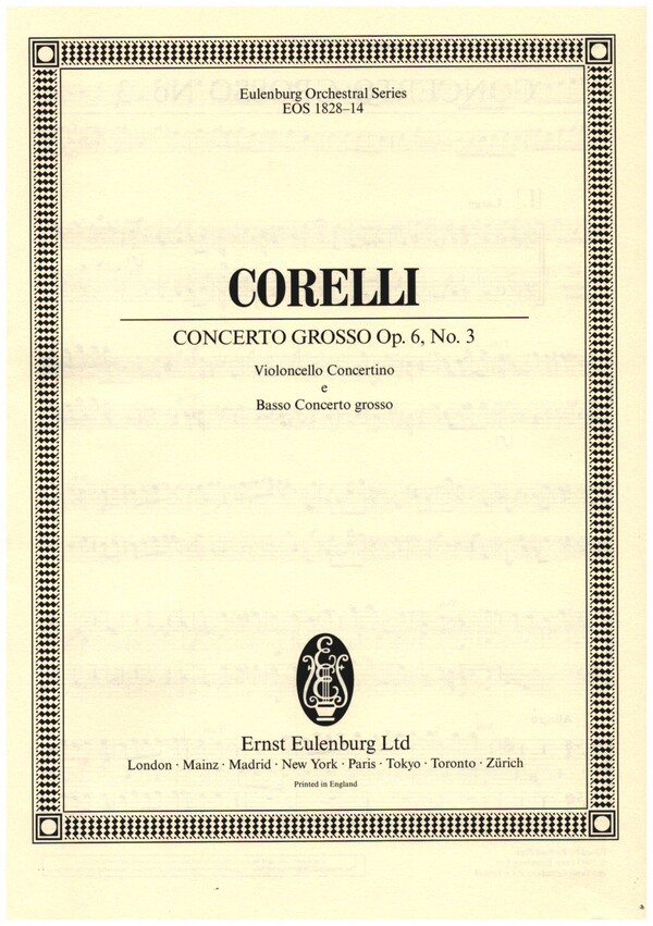 Concerto grosso c-moll Nr.3 op.6,3  für 2 Violinen, Violoncello, Streicher und Bc  Violoncello