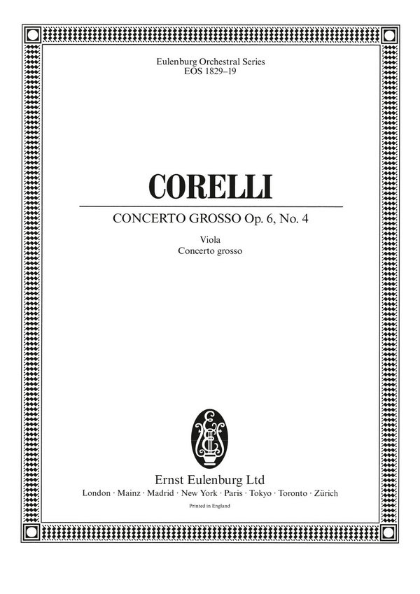Concerto grosso d-moll Nr.4 op.6,4  für 2 Violinen, Violoncello, Streicher und Bc  Viola