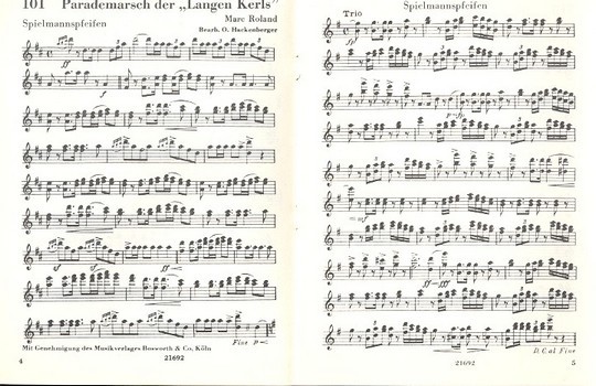 Deutsche Armeemärsche  für Blasorchester  Spielmannspfeifen zu einigen Märschen aus Band 1 und Band 2