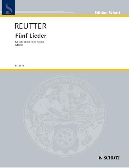 5 Lieder nach Texten von Theodor Storm&nbsp;&nbsp;für tiefe Stimme und Klavier&nbsp;&nbsp;