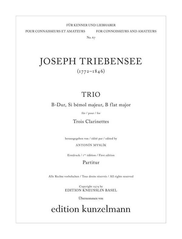 Trio B-Dur&nbsp;&nbsp;für 3 Klarinetten&nbsp;&nbsp;Partitur