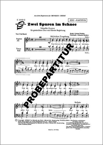 Zwei Spuren im Schnee  für gem Chor mit Klavierbleitung  Klavierpartitur
