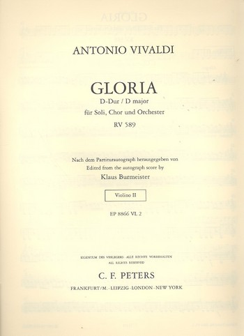 Gloria D-Dur RV589&nbsp;&nbsp;für Soli, gem Chor und Orchester&nbsp;&nbsp;Violine 2