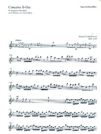 Concerto B-Dur für&nbsp;&nbsp;Sopraninoblockflöte, 2 Violinen&nbsp;&nbsp;und Bc,   Blockflöte