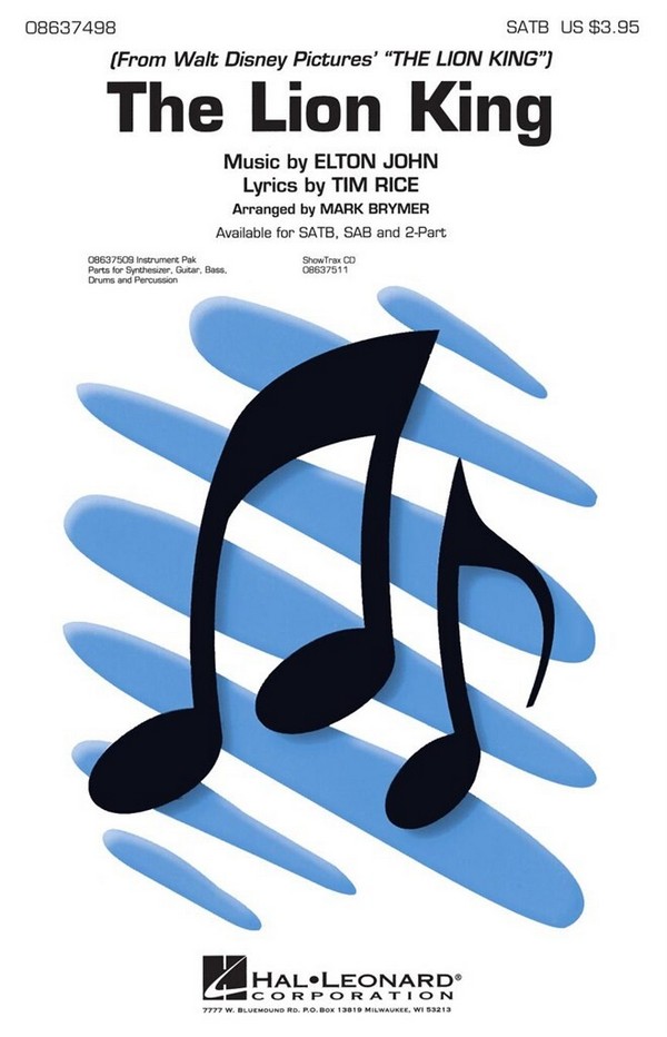 The Lion King&nbsp;&nbsp;for mixed chorus and piano&nbsp;&nbsp;score
