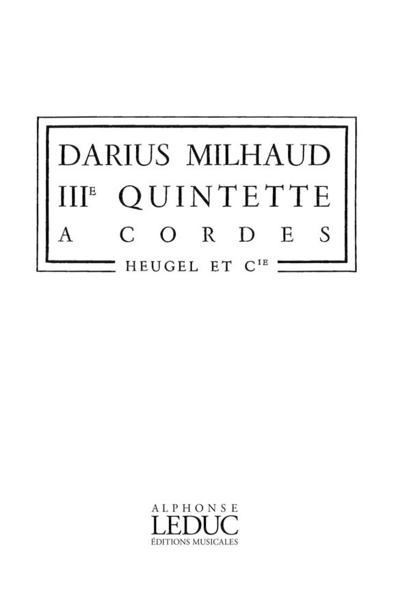 Quintette à cordes no.3 op.325&nbsp;&nbsp;pour 2 violons, 2 altos et violoncelle&nbsp;&nbsp;partition en miniature