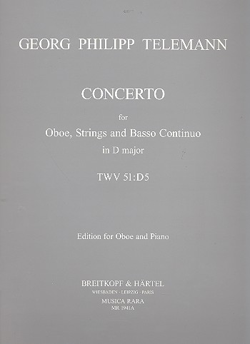 Konzert D-Dur&nbsp;&nbsp;für Oboe, Violinen und Bc&nbsp;&nbsp;für Oboe und Klavier