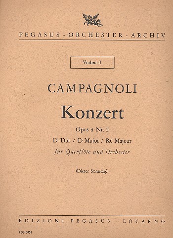 Konzert D-Dur op.3,2 für  Flöte und Orchester  Stimmenset  (9 Stimmen)