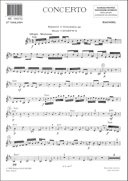 Concerto en si mineur&nbsp;&nbsp;pour alto et orchestre&nbsp;&nbsp;partie des seconds violons