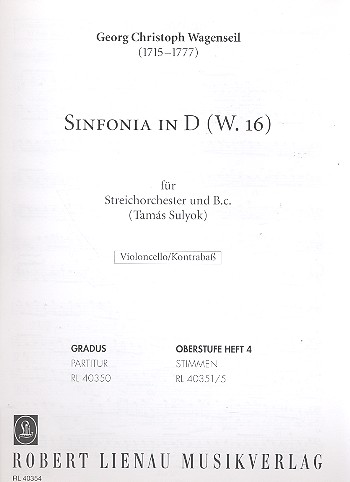 Sinfonia D-Dur (W.16)&nbsp;&nbsp;für Streichorchester&nbsp;&nbsp;Cello/Bass