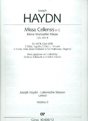 Missa cellensis C-Dur Hob.XXII:8&nbsp;&nbsp;für Soli, gem Chor und Orchester&nbsp;&nbsp;Violine 2