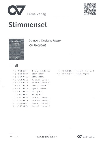 Deutsche Messe D872&nbsp;&nbsp;für gem Chor und Orchester&nbsp;&nbsp;Harmonie