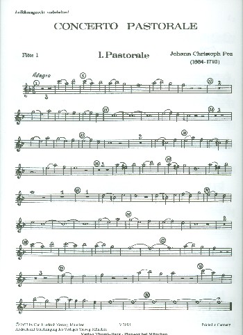 Concerto pastorale  für 2 Blockflöten (Flöten) und Streicher  Stimmensatz (Soli-1-1-1--1-2)