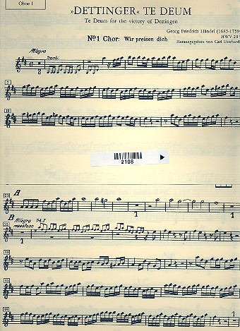 Dettinger Te Deum HWV283&nbsp;&nbsp;für Soli, Chor und Orchester&nbsp;&nbsp;Harmonie