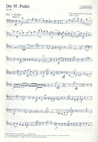 Der 95. Psalm op.46 für Soli,&nbsp;&nbsp;Chor und Orchester&nbsp;&nbsp;Violoncello