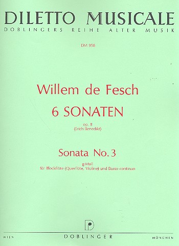 Sonate g-Moll op.8,3 für  Sopranblockflöte (fl, vl) und Bc  