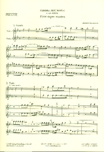 Membra Jesu nostri für Soli,&nbsp;&nbsp;Chor (SSATB), Streicher und Orgel&nbsp;&nbsp;Violine 1/2