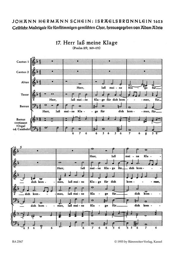 Herr lass meine Klage für dich kommen&nbsp;&nbsp;für gem Chor (SSATB) und Orgel (Klavier)&nbsp;&nbsp;