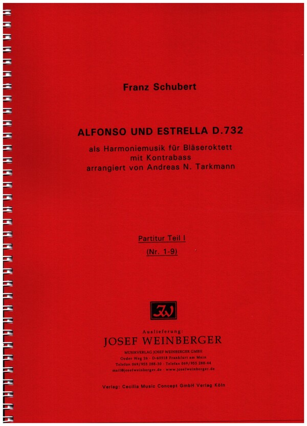 Alfonso und Estrella D732  für Bläseroktett mit Kontrabass  Partitur in 2 Bänden